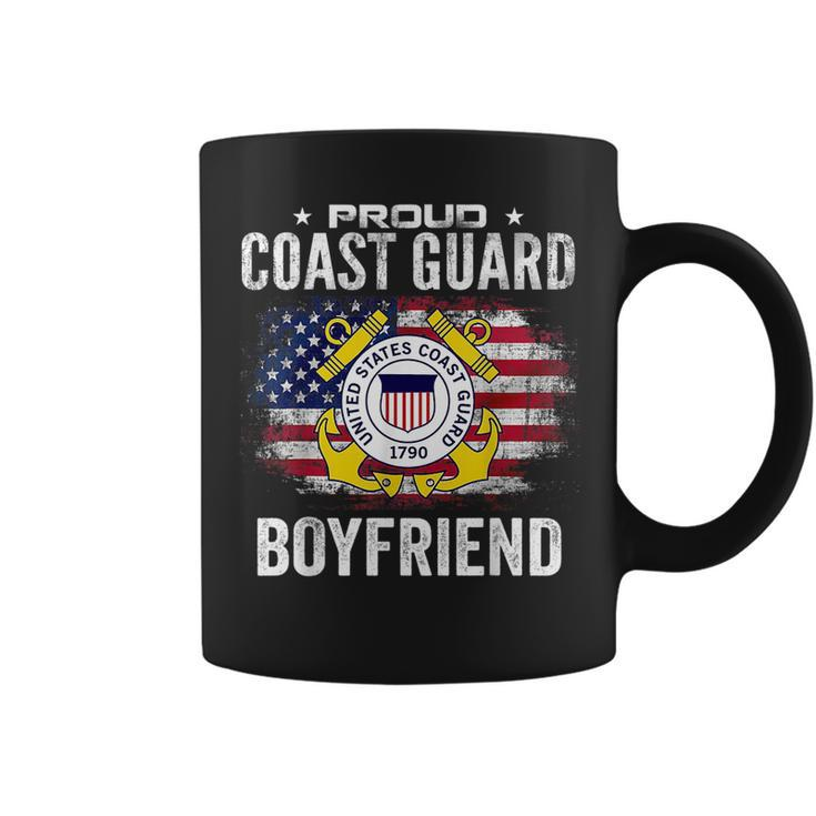 Proud Coast Guard Boyfriend With American Flag Gift Veteran Veteran Funny Gifts Coffee Mug