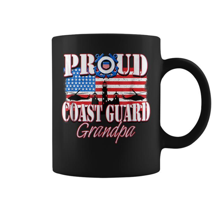 Proud Coast Guard Grandpa Usa Flag  Men Grandpa Funny Gifts Coffee Mug