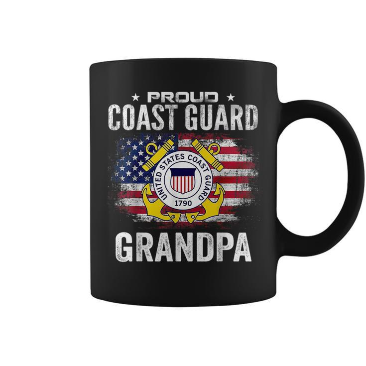 Proud Coast Guard Grandpa With American Flag Gift Veteran Veteran Funny Gifts Coffee Mug