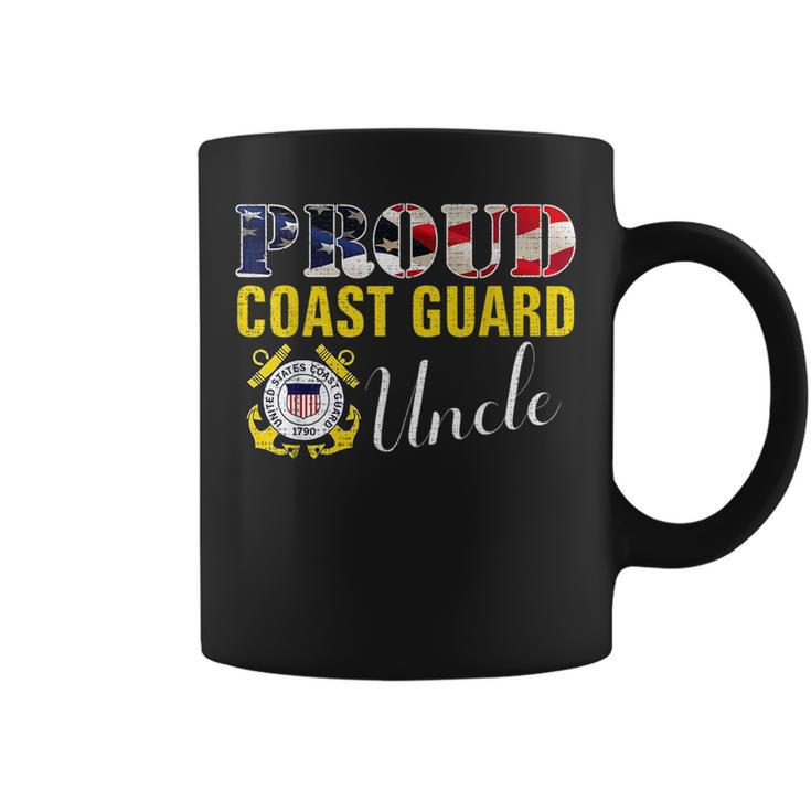 Proud Coast Guard Uncle With American Flag For Veteran Day Veteran Funny Gifts Coffee Mug