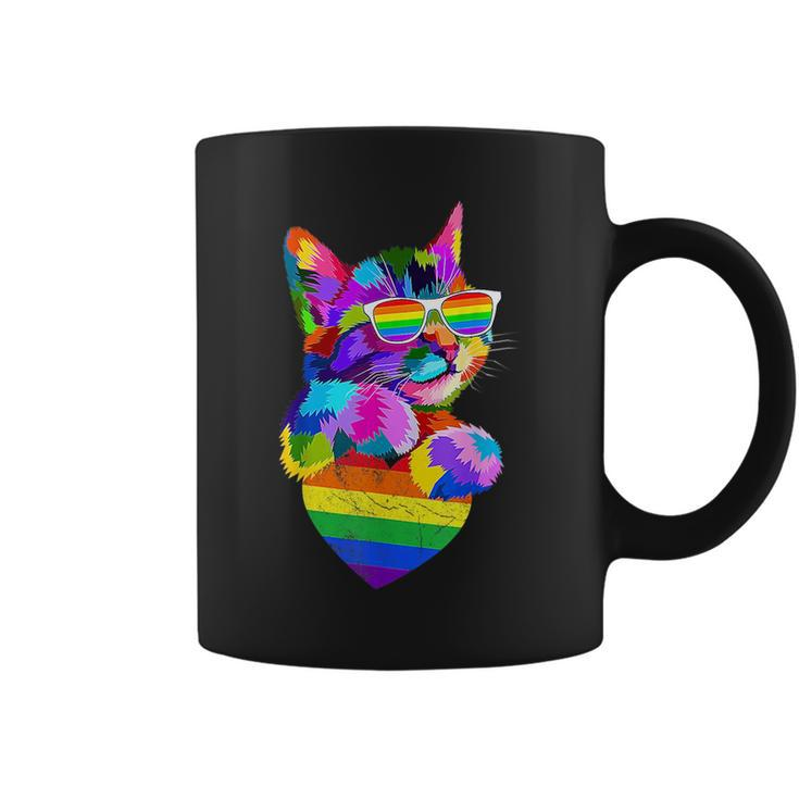 Proud Cute Cat Pride Lgbt Transgender Flag Heart Gay Lesbian  Coffee Mug