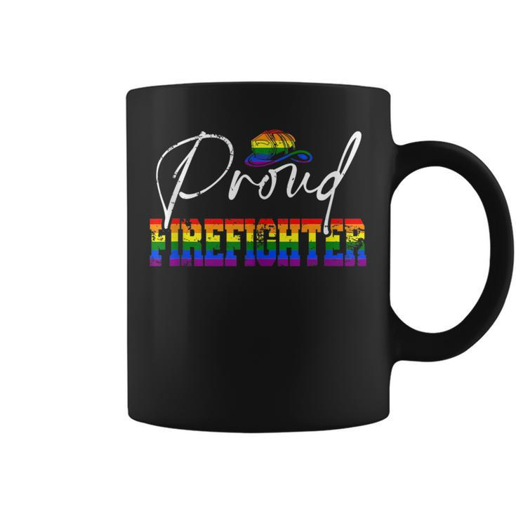 Proud Firefighter Funny Pride Lgbt Flag Matching Gay Lesbian  Coffee Mug