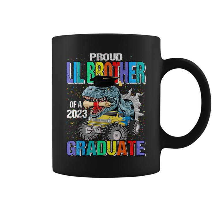 Proud Lil Brother Of A 2023 Graduate Monster Truck Dinosaur Coffee Mug