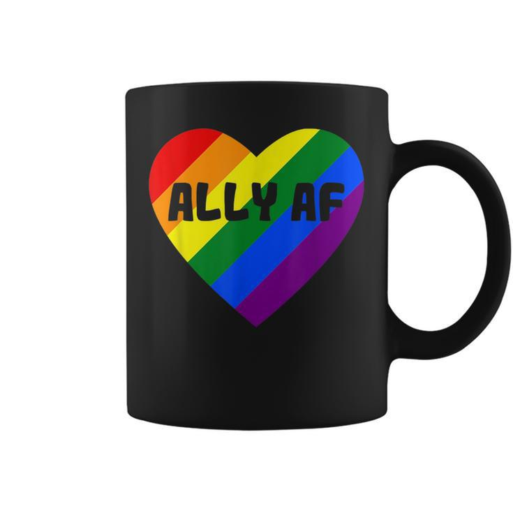 Proud Straight Ally Af Rainbow Heart Gay Pride Lgbtq Allies  Coffee Mug