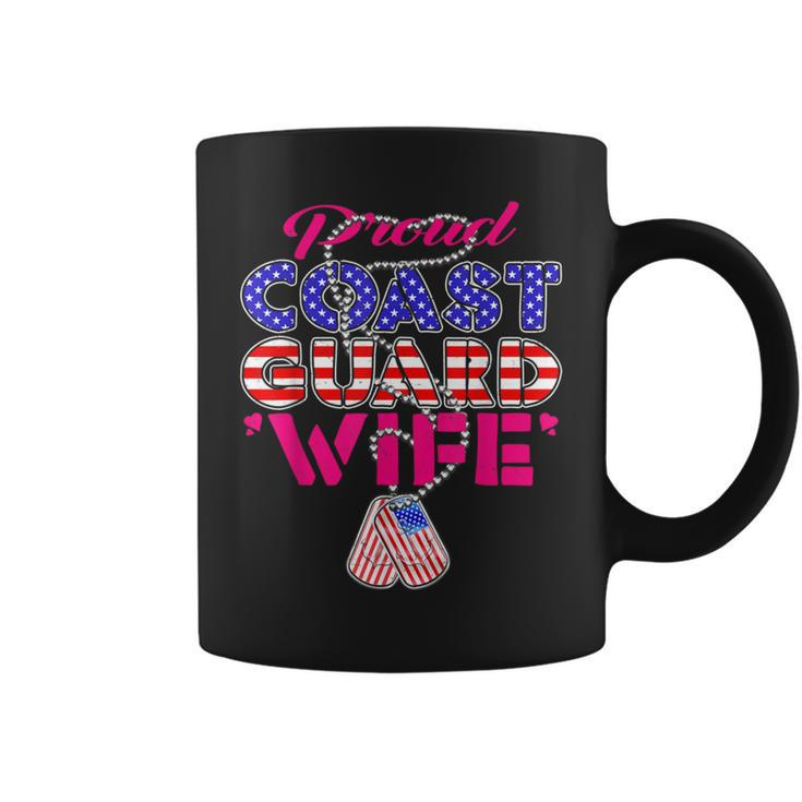 Proud Us Coast Guard Wife Us Flag Dog Tags Military Spouse Coffee Mug