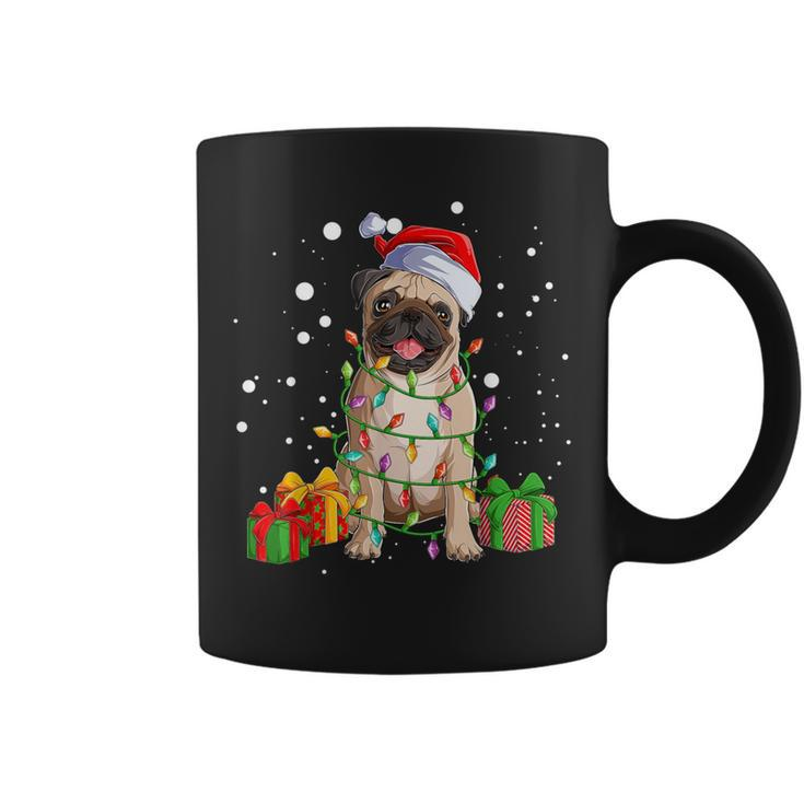 Pug Christmas Tree Lights Santa Dog Xmas Boys Pugmas Coffee Mug