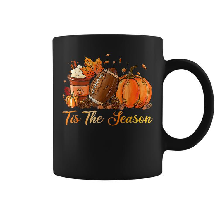 Pumpkin Spice Football Tis The Season Fall Thanksgiving Long Coffee Mug