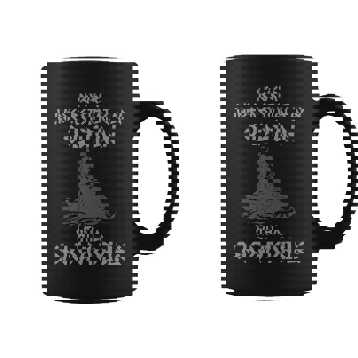 Pun Designs Never Underestimate An Old Man With A Snowmobile Coffee Mug