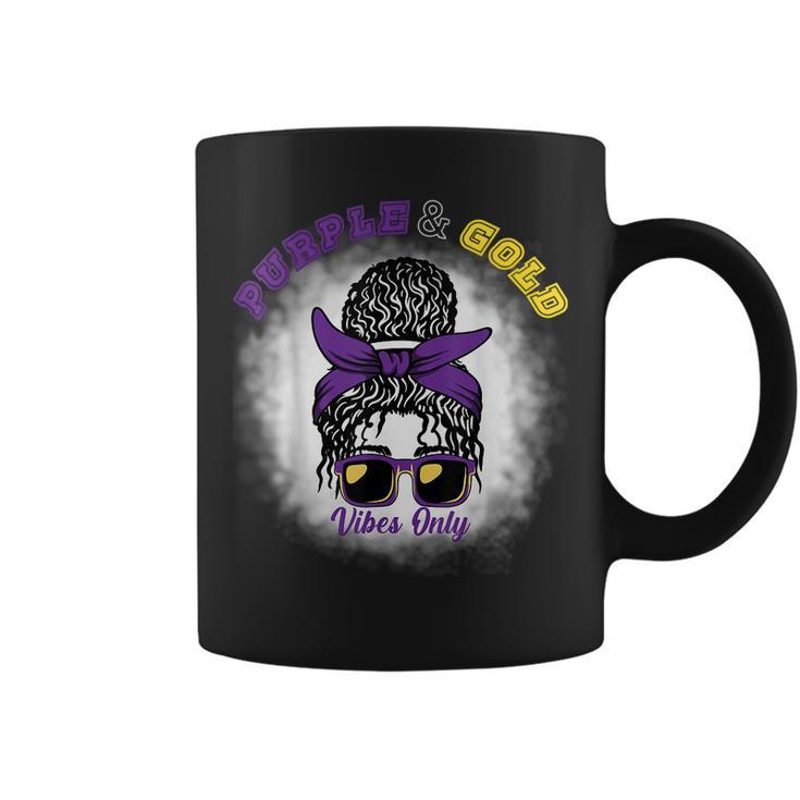 Purple & Gold Vibes Only Bleached Messy Bun High School Coffee Mug