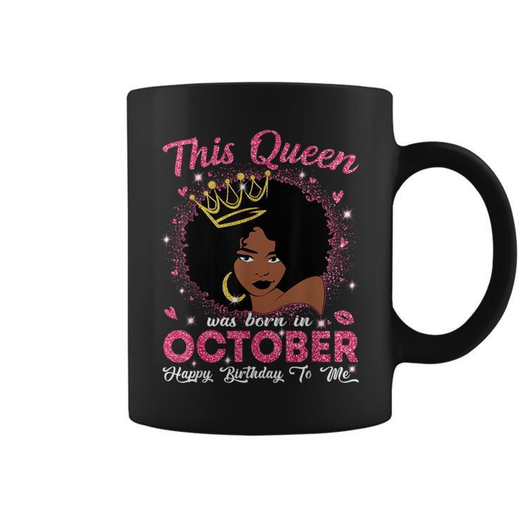 This Queen Was Born In October Birthday Afro Girls Coffee Mug