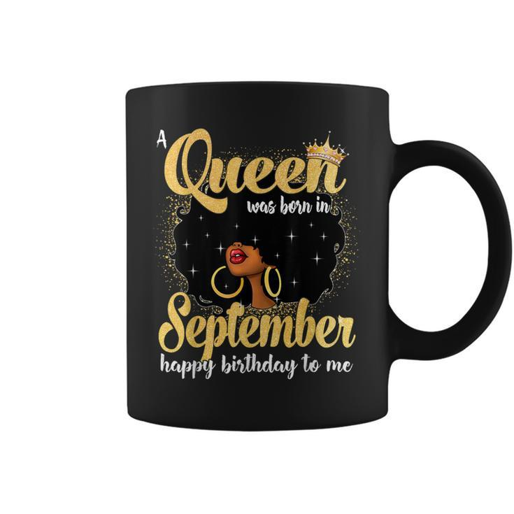 A Queen Was Born In September Black Girl Birthday Afro Woman Coffee Mug