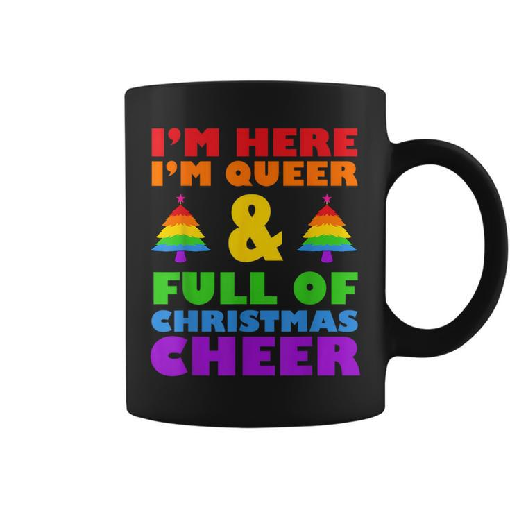 Im Here Im Queer Christmas Pajama Cool Lgbt-Q Gay Pride Xmas Coffee Mug