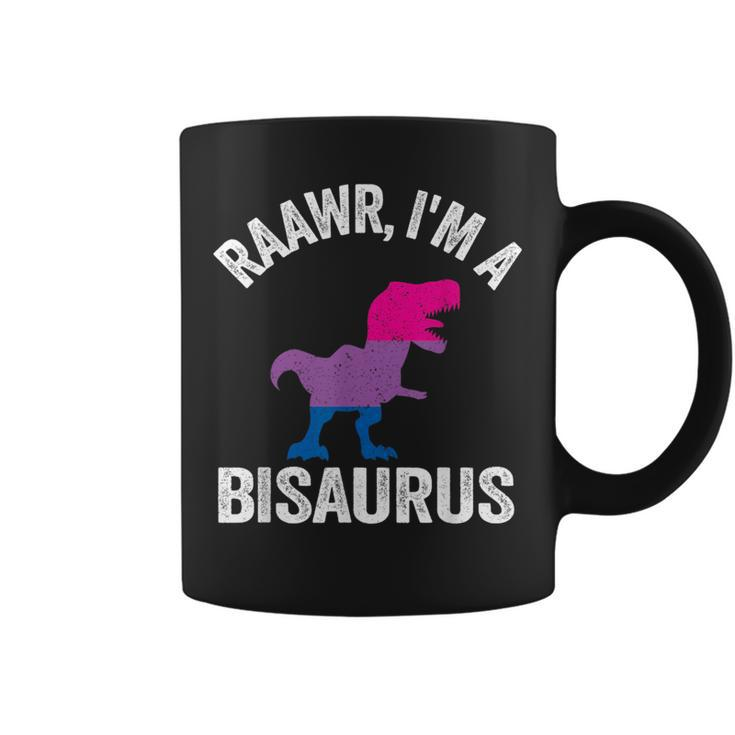 Raawr Im A Bisaurus Dinosaur T-Rex Bisexual Flag Bi Pride  Coffee Mug