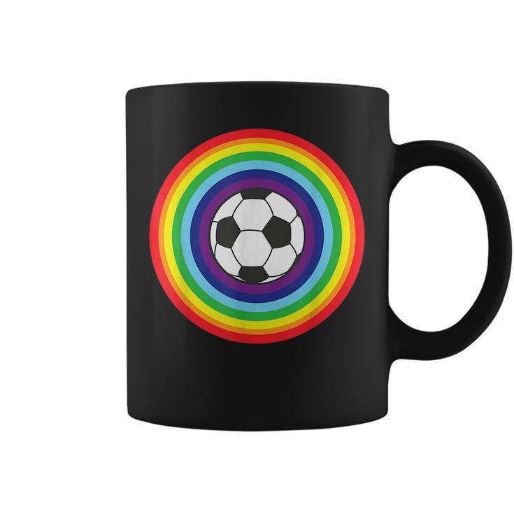 Rainbow Circle Football For Soccer Lover Best Sports Pride  Coffee Mug