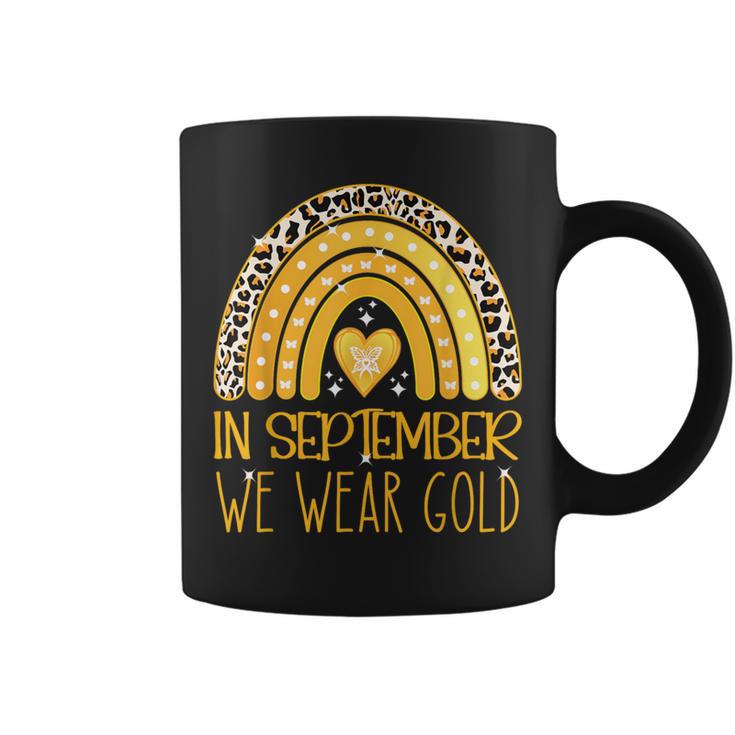 Rainbow In September We Wear Gold Childhood Cancer Awareness Coffee Mug