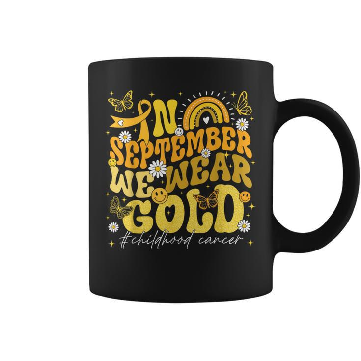 Rainbow In September We Wear Gold Childhood Cancer Awareness Coffee Mug