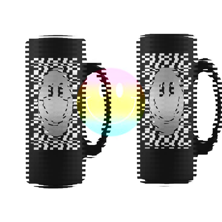 Rainbow Smile Face Cute Checkered Smiling Happy Coffee Mug
