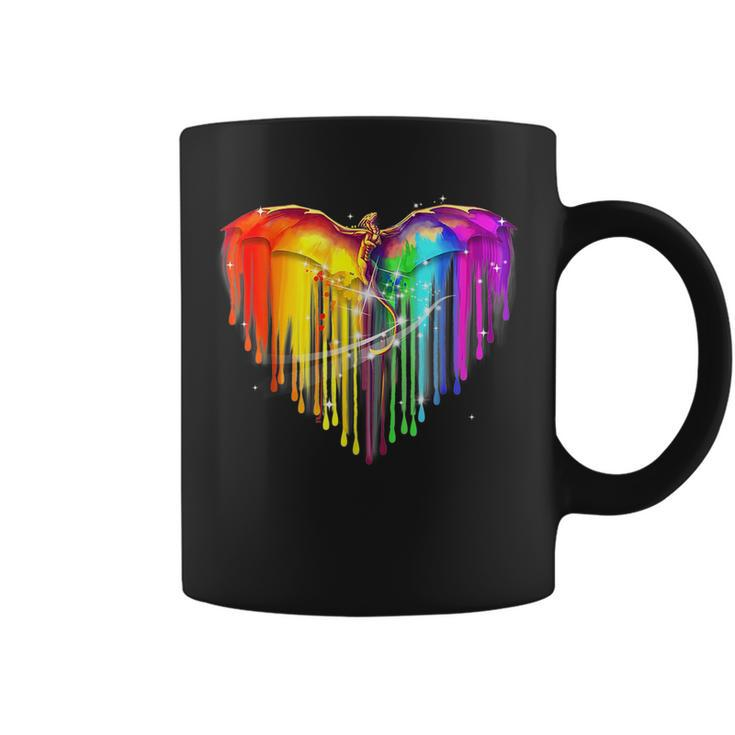 Rainbows Dragons Heart For Lgbt Gay Lesian Pride Coffee Mug