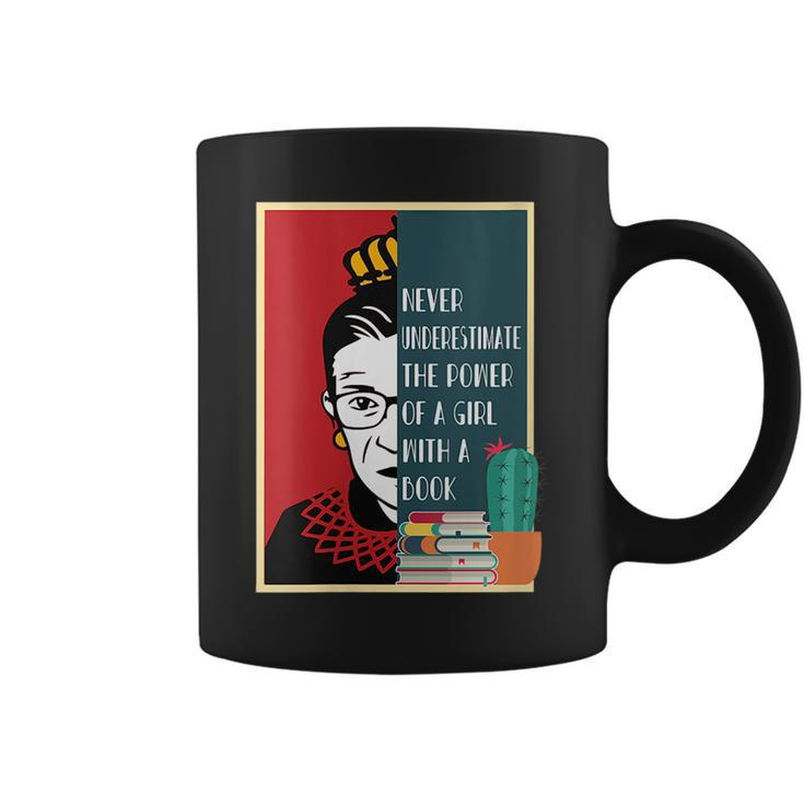 Rbg Never Underestimate The Power Of A Girl With A Book Gift For Womens Coffee Mug