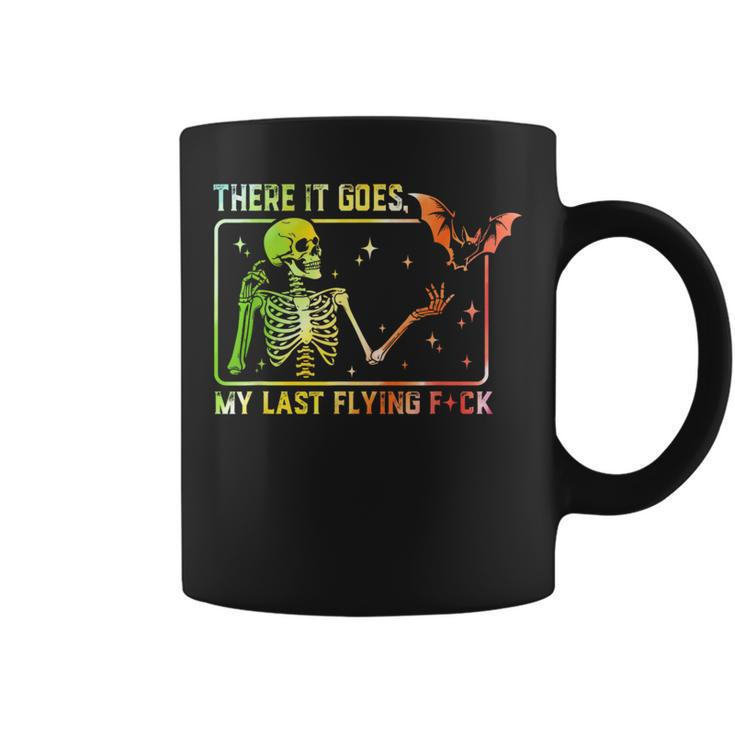 There It Goes My Last Flying Fuck Skeleton Tie Dye Coffee Mug