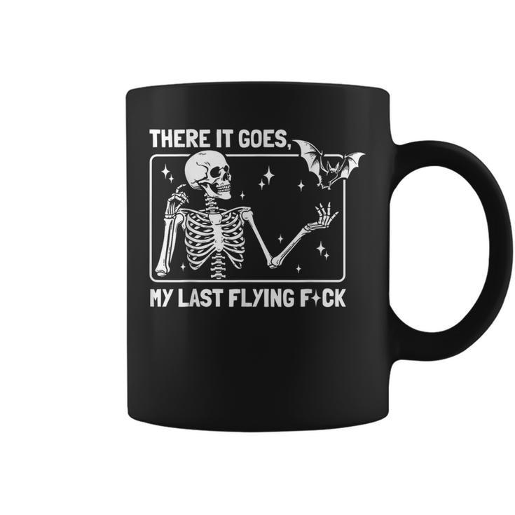 There It Goes My Last Flying Halloween Skeleton Bat Coffee Mug