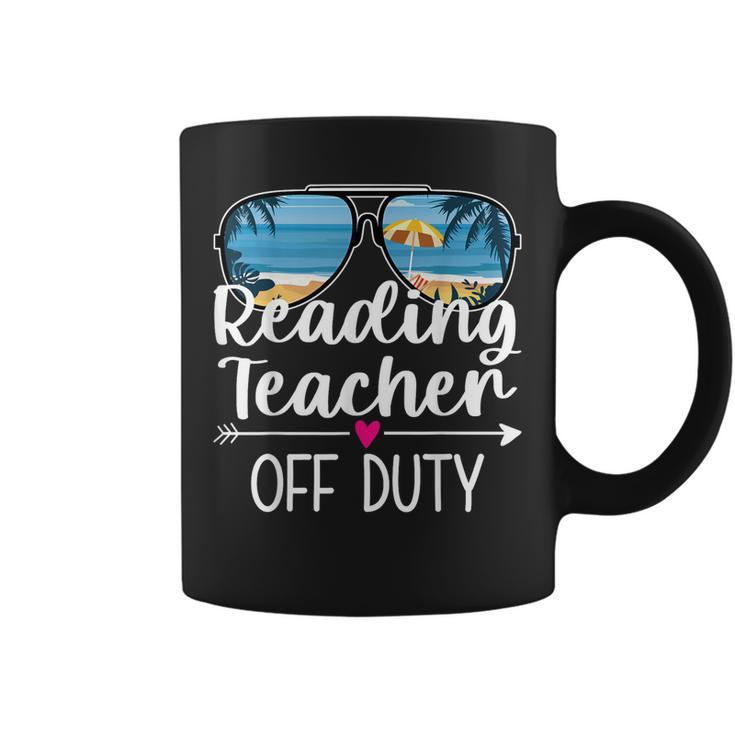Reading Teacher Off Duty Sunglasses Palm Tree Beach Sunset  Coffee Mug