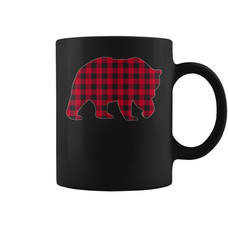Red Plaid Bear Christmas Matching Buffalo Family Pajama Coffee Mug