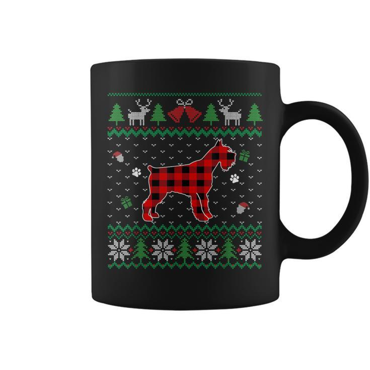 Red Plaid Schnauzer Dog Lover Ugly Christmas Sweater Coffee Mug