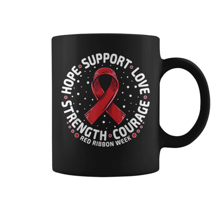 Red Ribbon Week 2023 Hope Love Support Red Ribbon Week Coffee Mug