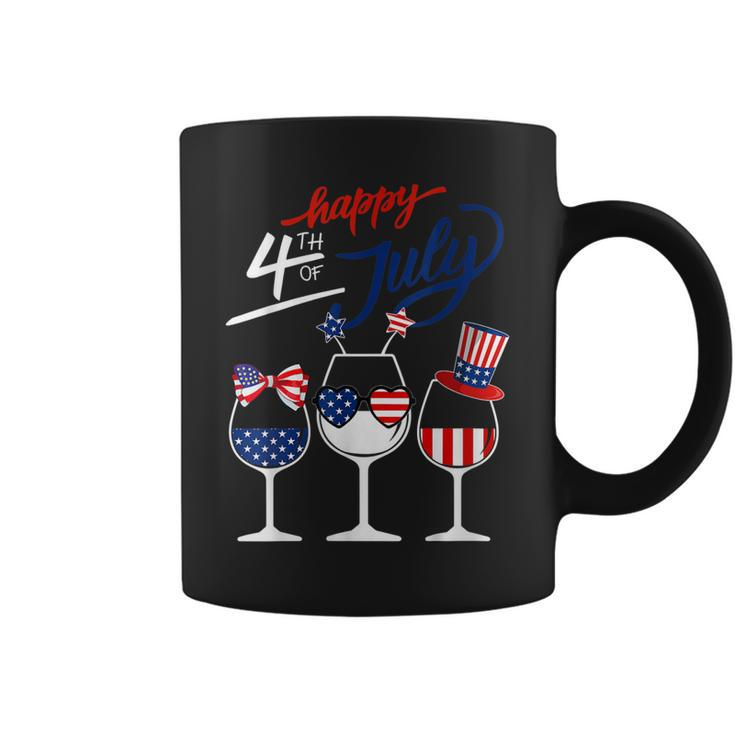 Red White Blue Wine Glass Usa Flag Happy 4Th Of July Coffee Mug