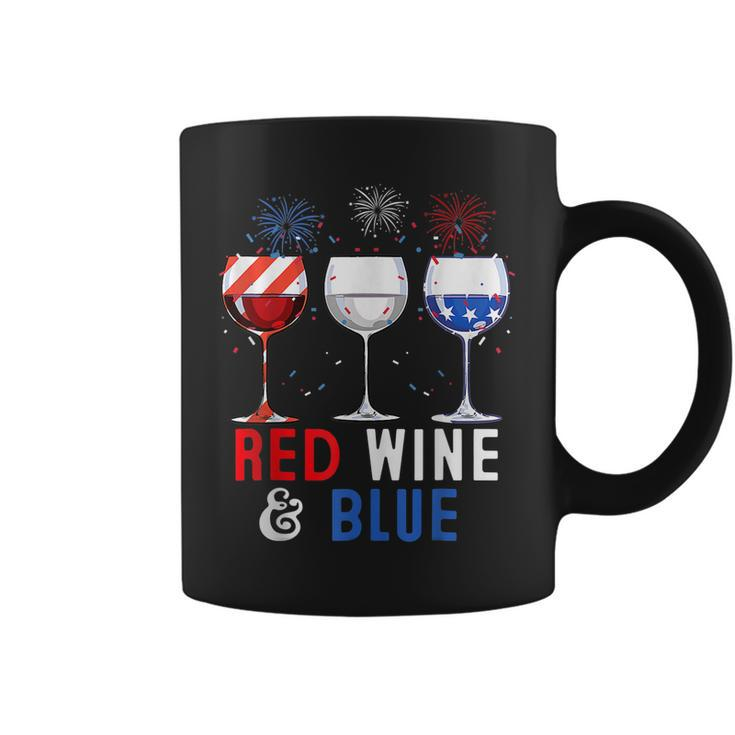 Red Wine And Blue Funny 4Th Of Julys Wine Lover  Coffee Mug