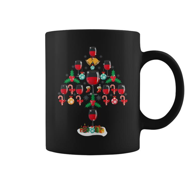 Red Wine Glass Christmas Xmas Tree Coffee Mug