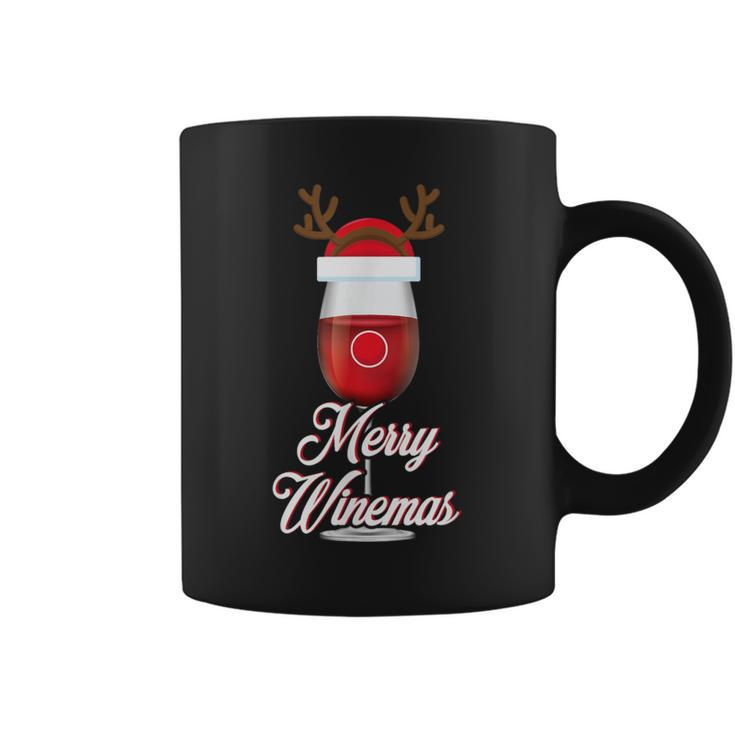Red Wine Glass With Reindeer Hat Christmas Wine Coffee Mug
