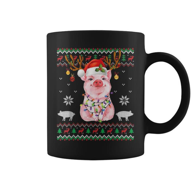 Reindeer Pigs Santa Hat Christmas Ugly Sweater Xmas Coffee Mug