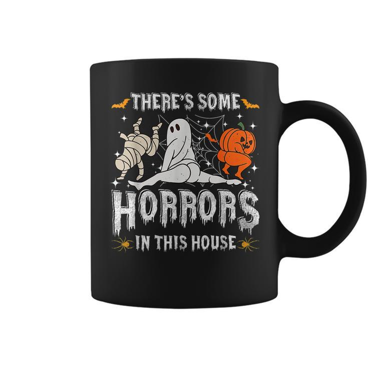 There's Some Horrors In This House Ghost Pumpkin Halloween Coffee Mug