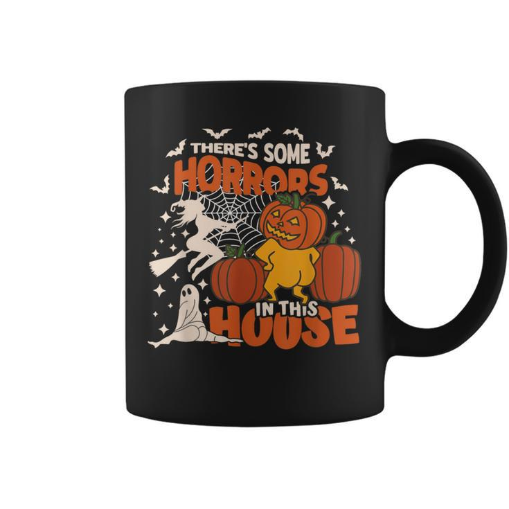 There's Some Horrors In This House Ghost Pumpkin Halloween Coffee Mug