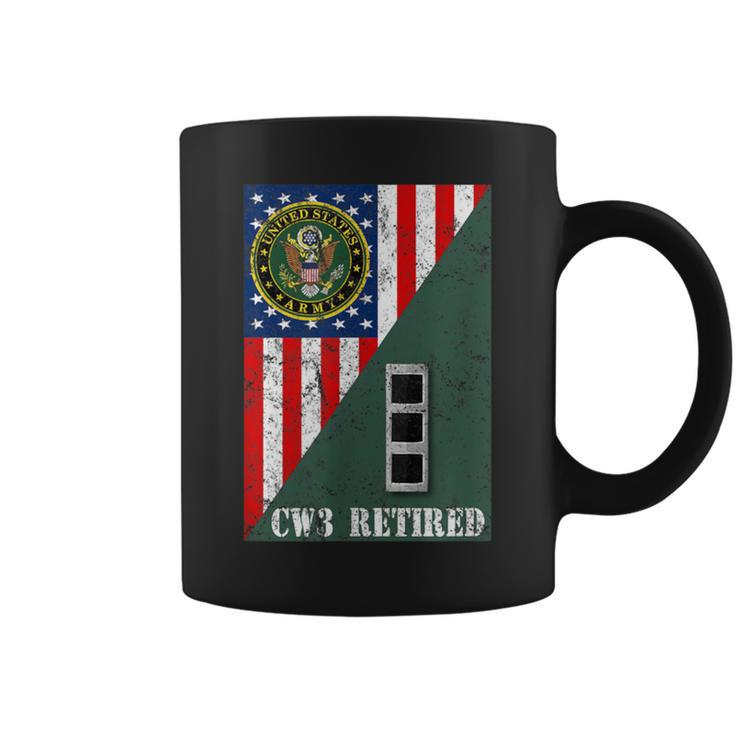 Retired Army Chief Warrant Officer Cw3 Half Rank & Flag Coffee Mug