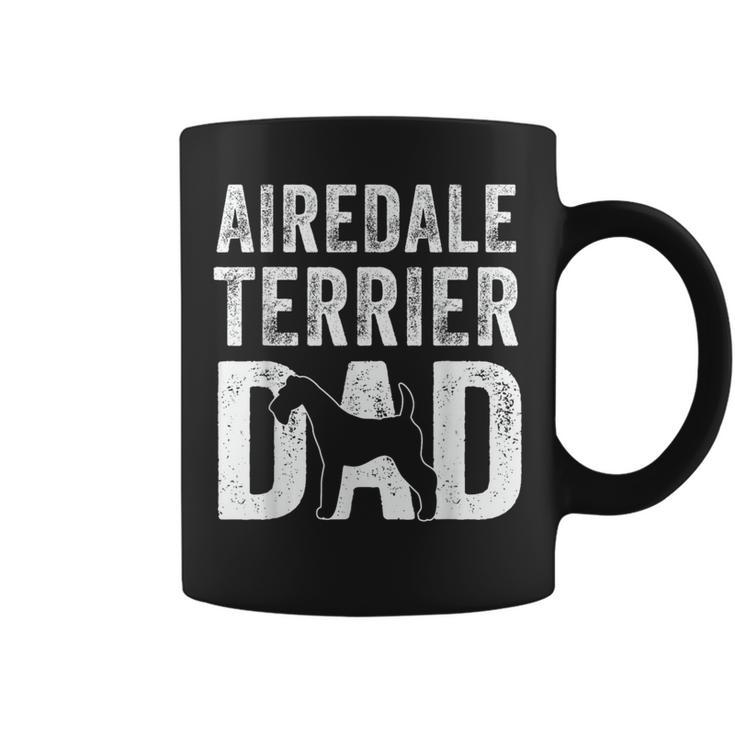Retro Airedale Terrier Dad Papa Fathers Day Dog Silhouette  Coffee Mug
