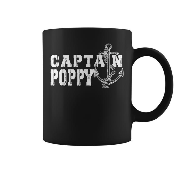 Retro Captain Poppy Pontoon Lake Sailor Fishing Boating Coffee Mug