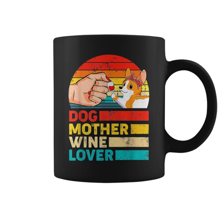 Retro Dog Mother Wine Lover Corgis Dog Mothers Day  Coffee Mug