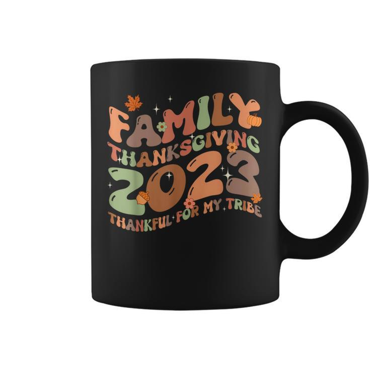 Retro Family Thanksgiving 2023 Thankful My Tribe Matching Coffee Mug