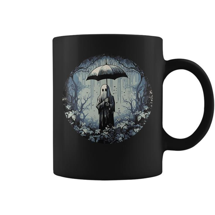 Retro Floral Ghost Vintage Halloween Ghost In The Forest Coffee Mug