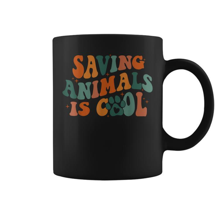 Retro Groovy Saving Animals Is Cool Veterinarian Vet Tech Coffee Mug