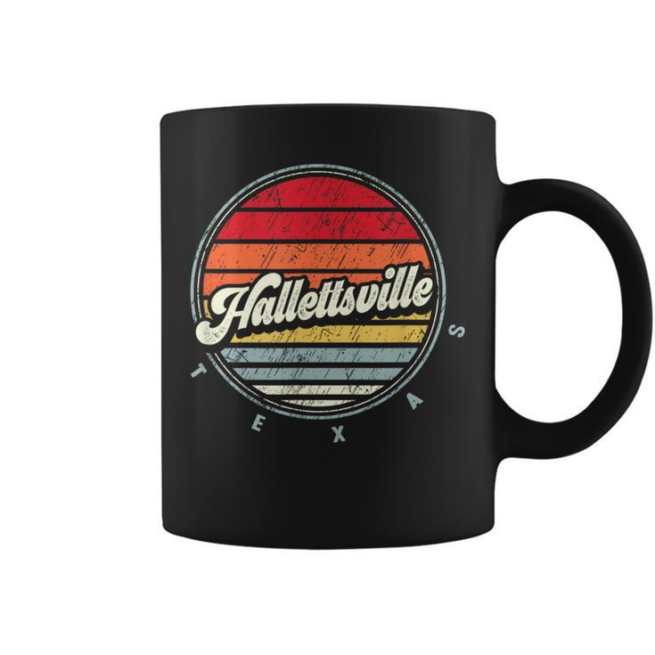 Retro Hallettsville Home State Cool 70S Style Sunset Coffee Mug