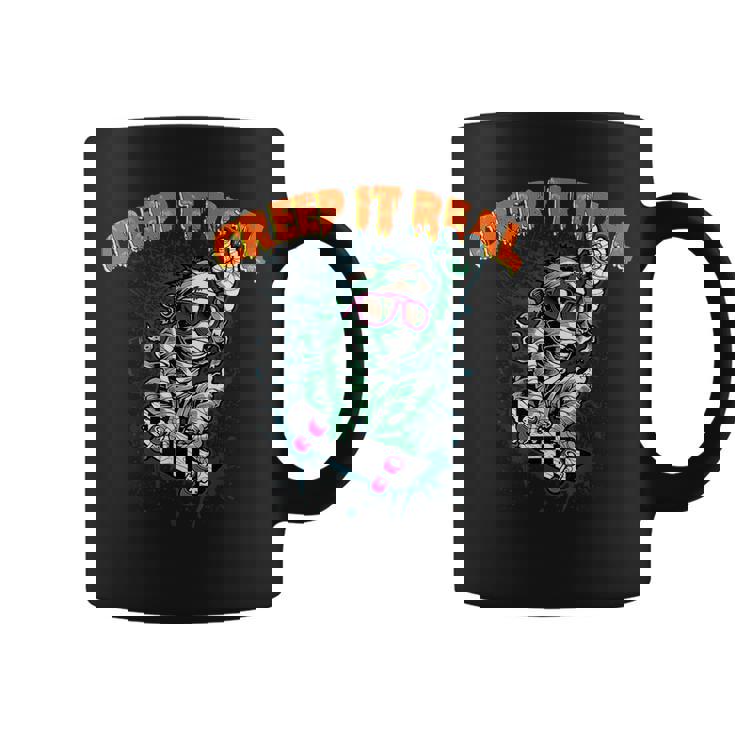 Retro Halloween Creep It Real Vintage Mummy Skate Halloween Mummy Funny Gifts Coffee Mug