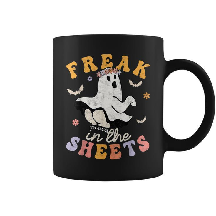 Retro Halloween Freak In The Sheets Ghost Boo Spooky Season Coffee Mug