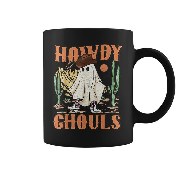 Retro Halloween Howdy Ghouls Western Boo Ghost Spooky Season Coffee Mug