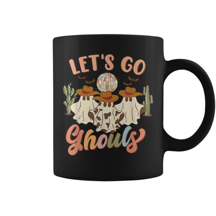 Retro Halloween Let's Go Ghouls Western Ghosts Disco Ball Coffee Mug