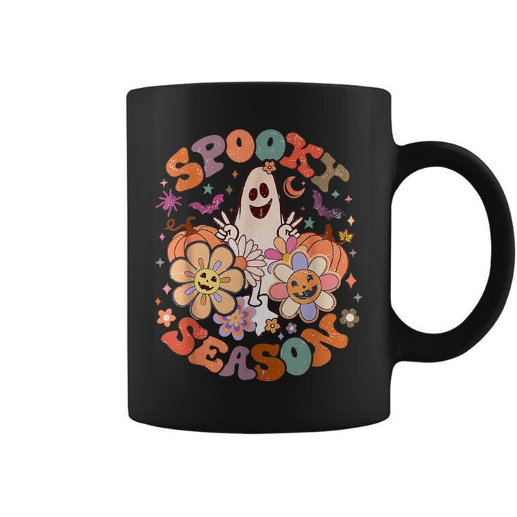 Retro Hippie Spooky Season Cute Ghost Halloween Girls Coffee Mug