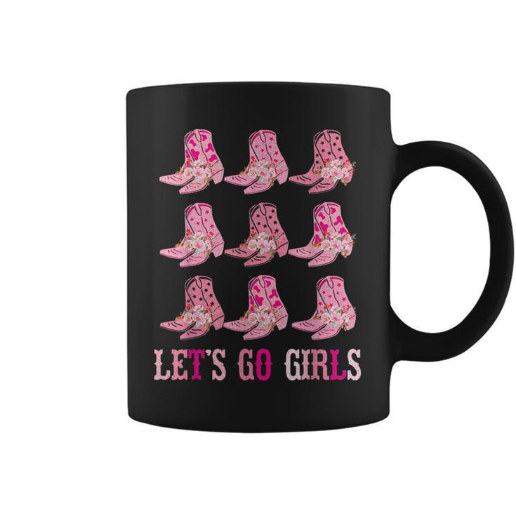 Retro Lets Go Girls Boot Pink Western Cowgirl  Coffee Mug